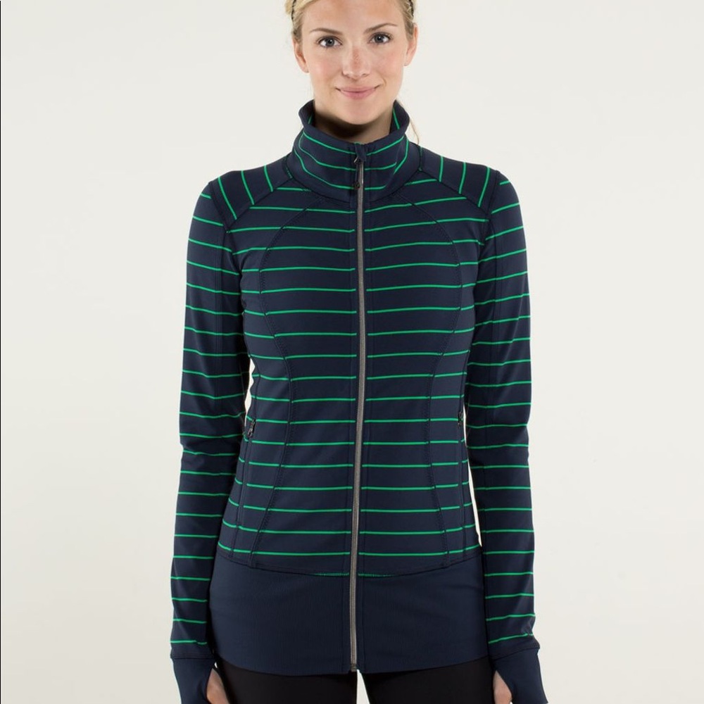 Lululemon Navy Blue & Green Nice Asana Jacket (Size 6)
